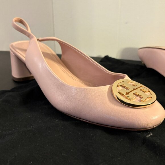 Tory Burch Benton 45mm Slingback Heels – Seashell Pink - Picture 4 of 5